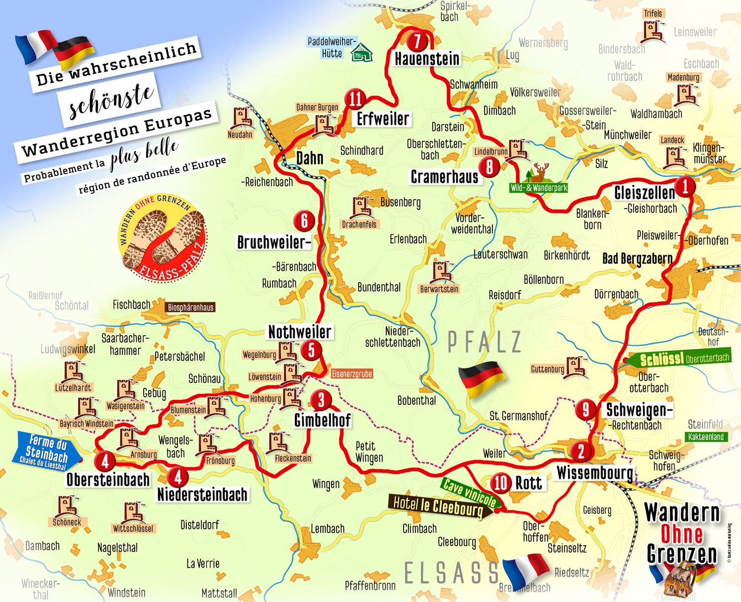 Karte Elsass-Pfalz-Tour