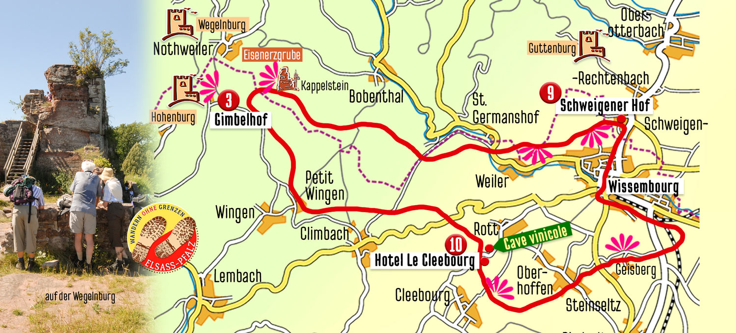 Karte Elsass-Pfalz-Tour